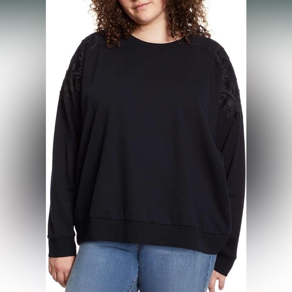 Gloria Vanderbilt Ladies' Fall Winter Black Pullover Sweater with Lace Sz L NWT - Picture 4 of 5